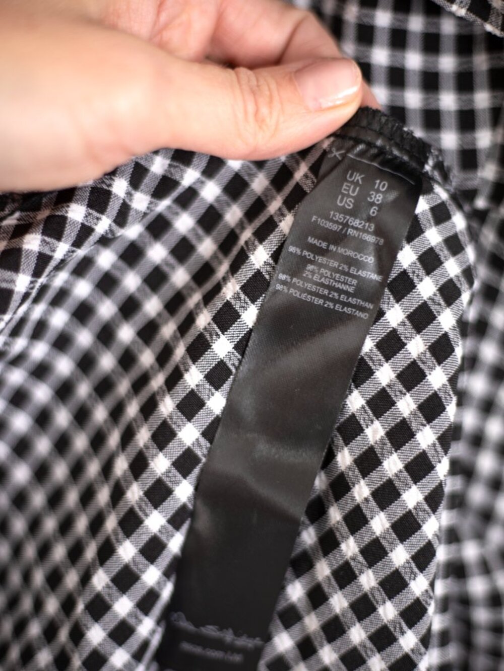 Black White Gingham Puff Sleeve Mini Dress | Ruffle Bib Collar | Size 6 - Picture 12 of 12